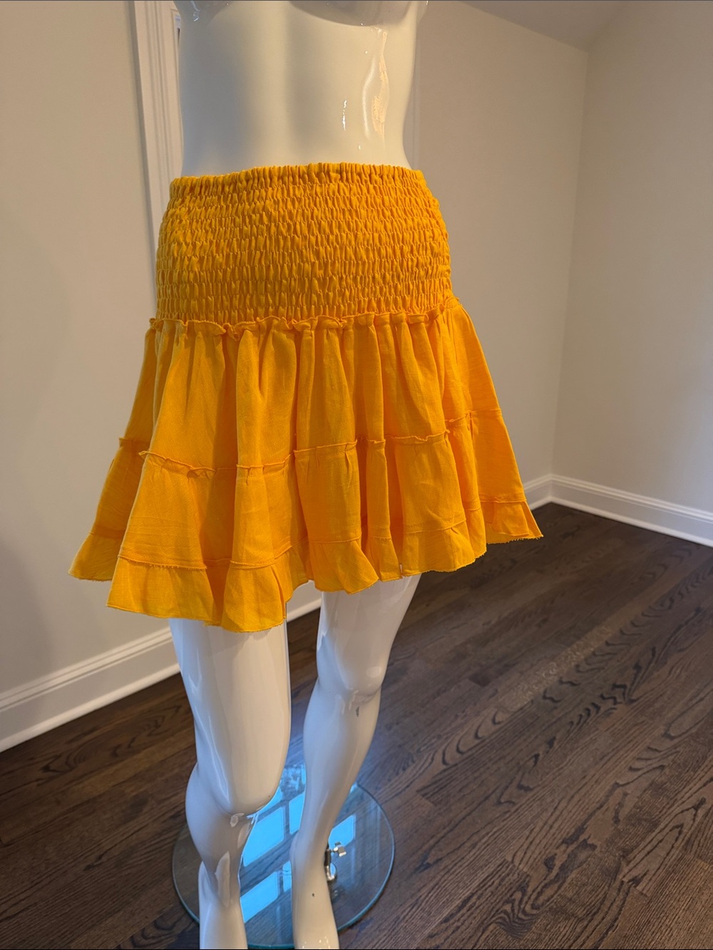 NWT 100% Italian yellow linen mini skirt